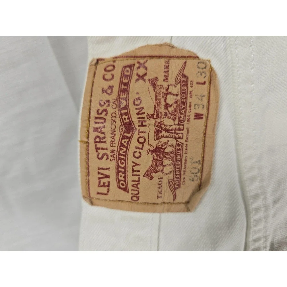 Levis 501 Jeans Mens 34x30 White Regular Straight Button Fly Denim Casual Pants